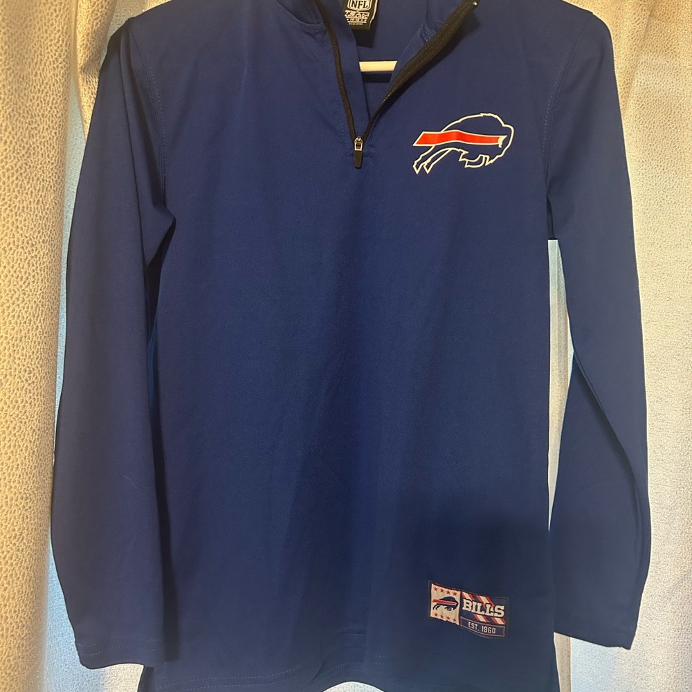Kids 14-16 NFL Buffalo Bills Blue Long Sleeve Top Quarter zip